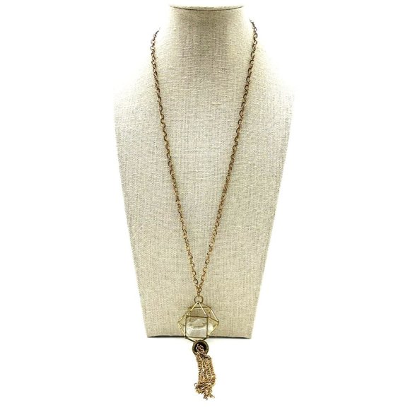 Etienne Aigner Signed Faux Carnelian Pendant Necklace Gold Tone Classic Career - Picture 1 of 9